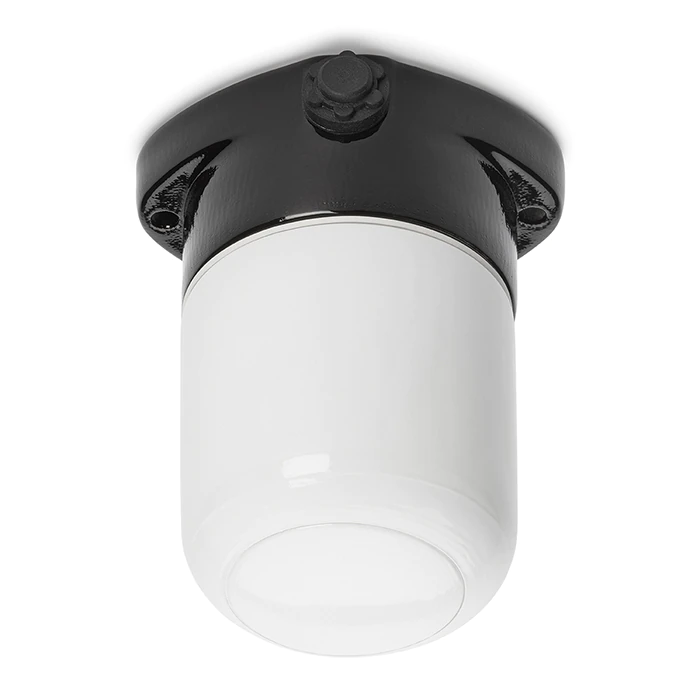 Corp iluminat portelan negru sticla opal E27 75W LISILUX S