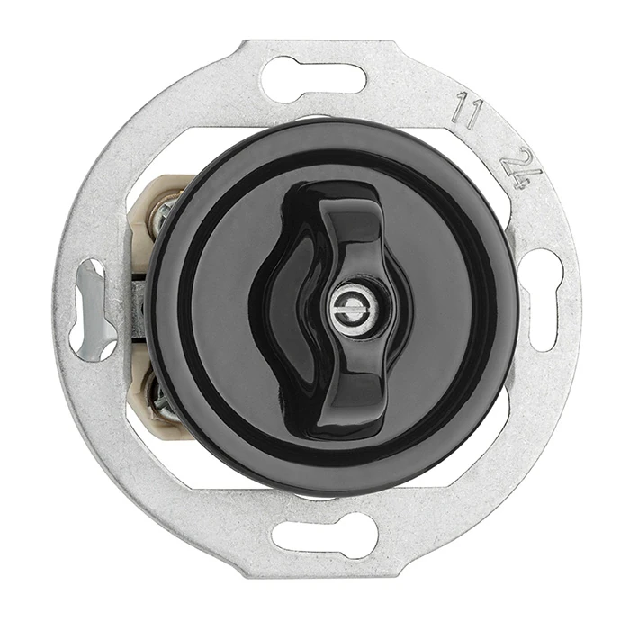 Intrerupator rotativ dublu portelan negru PORCELAIN 10A 250V