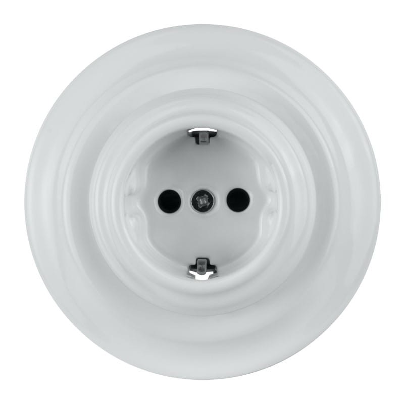 Priza schuko portelan alb VINTAGE