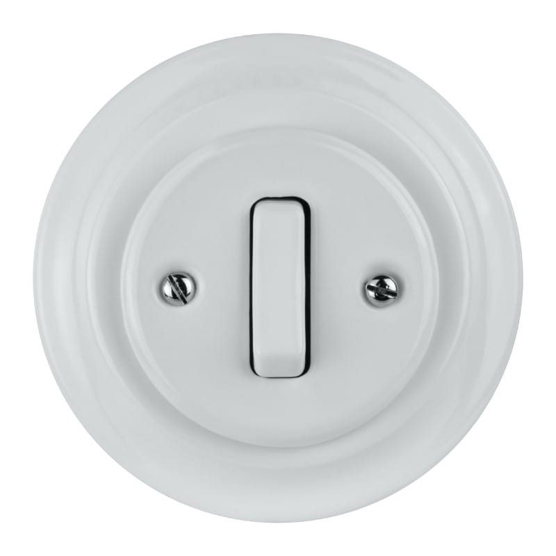 Intrerupator cap scara portelan alb VINTAGE