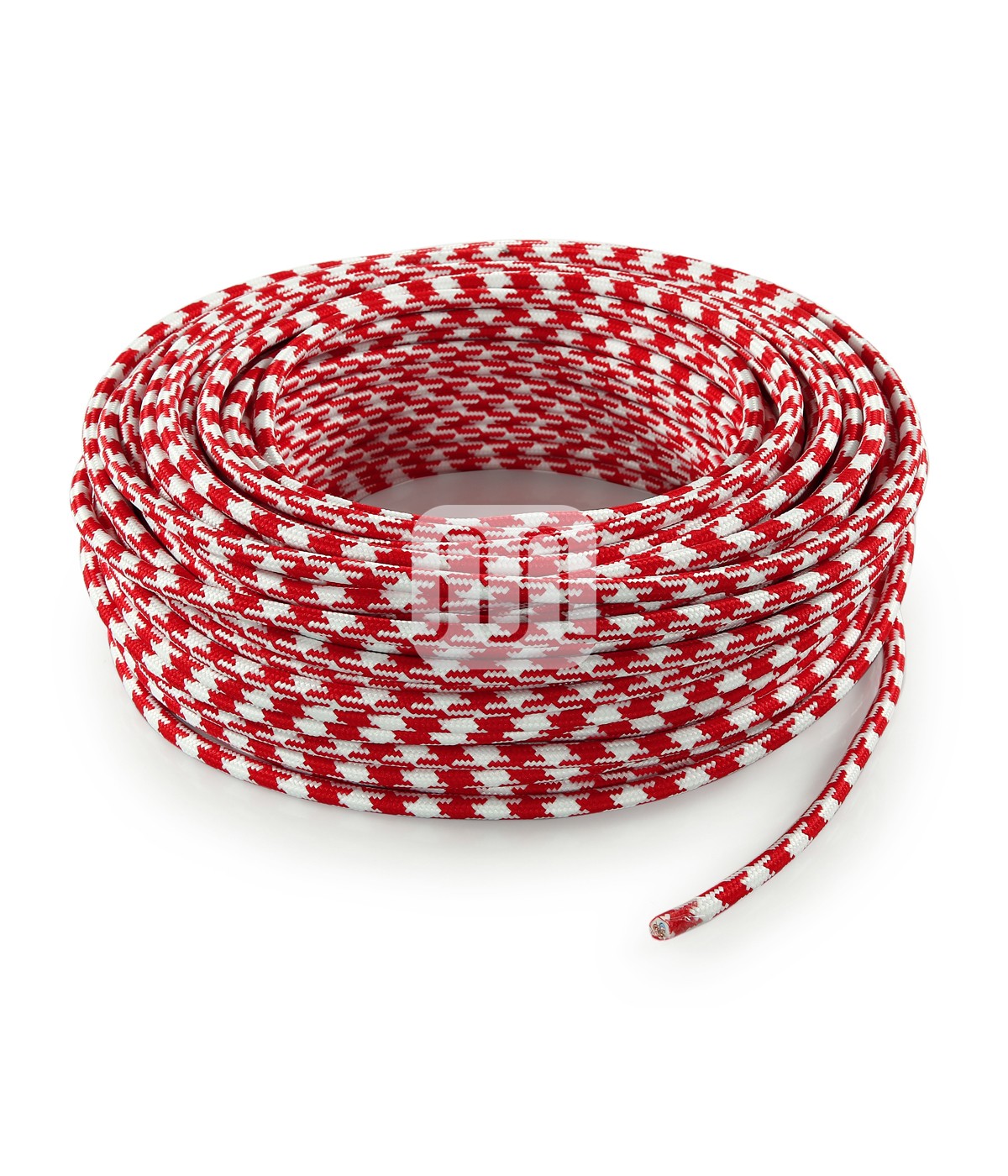Cablu electric textil rotund alb rosu 2x0.75 mm 50 ml