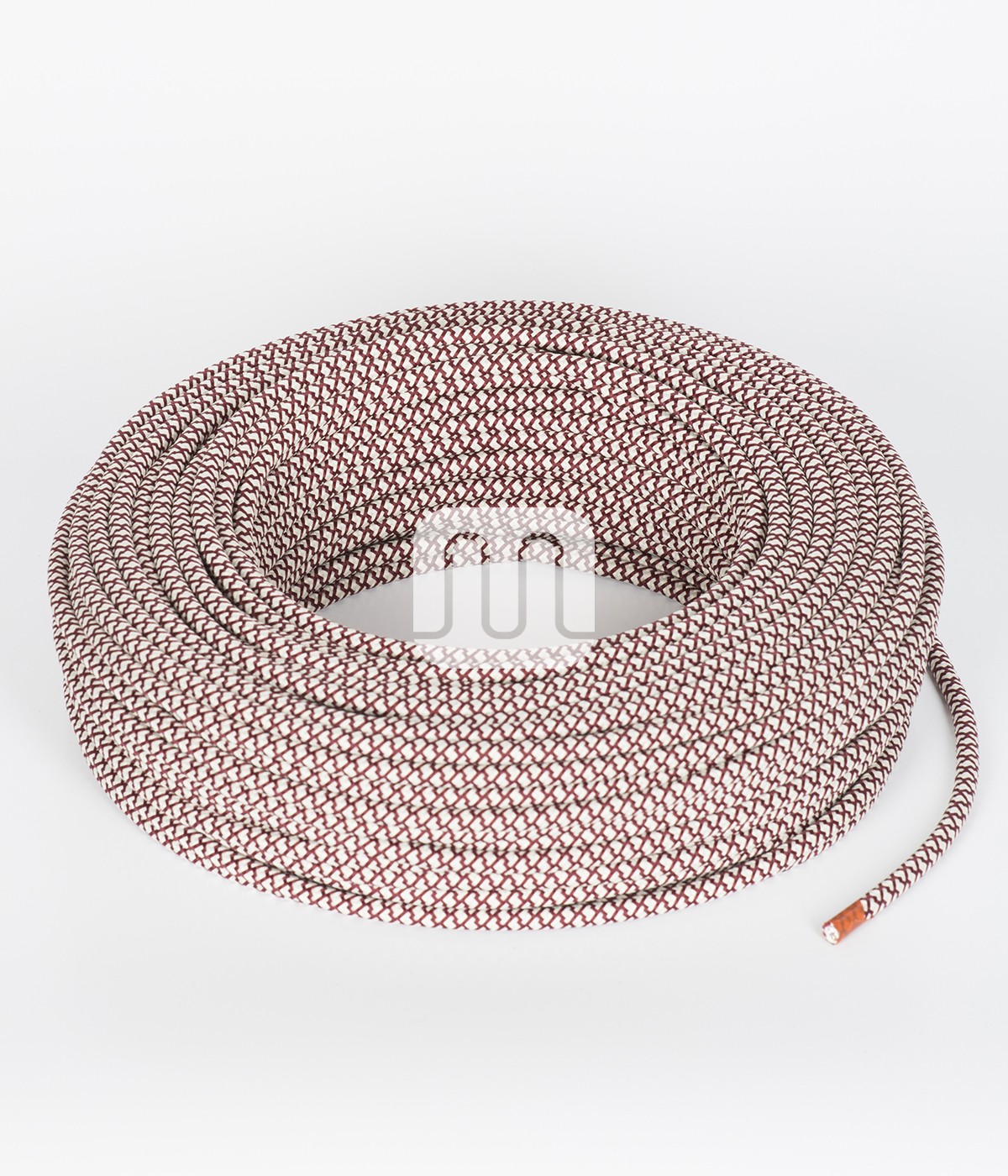Cablu electric textil rotund crem cu bordeaux rosu 2x0.75 mm 50 ml